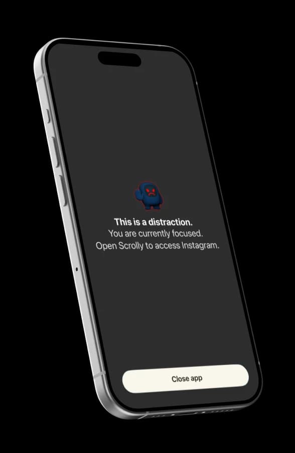 Ein Handy mit blockierten ablenkenden Apps