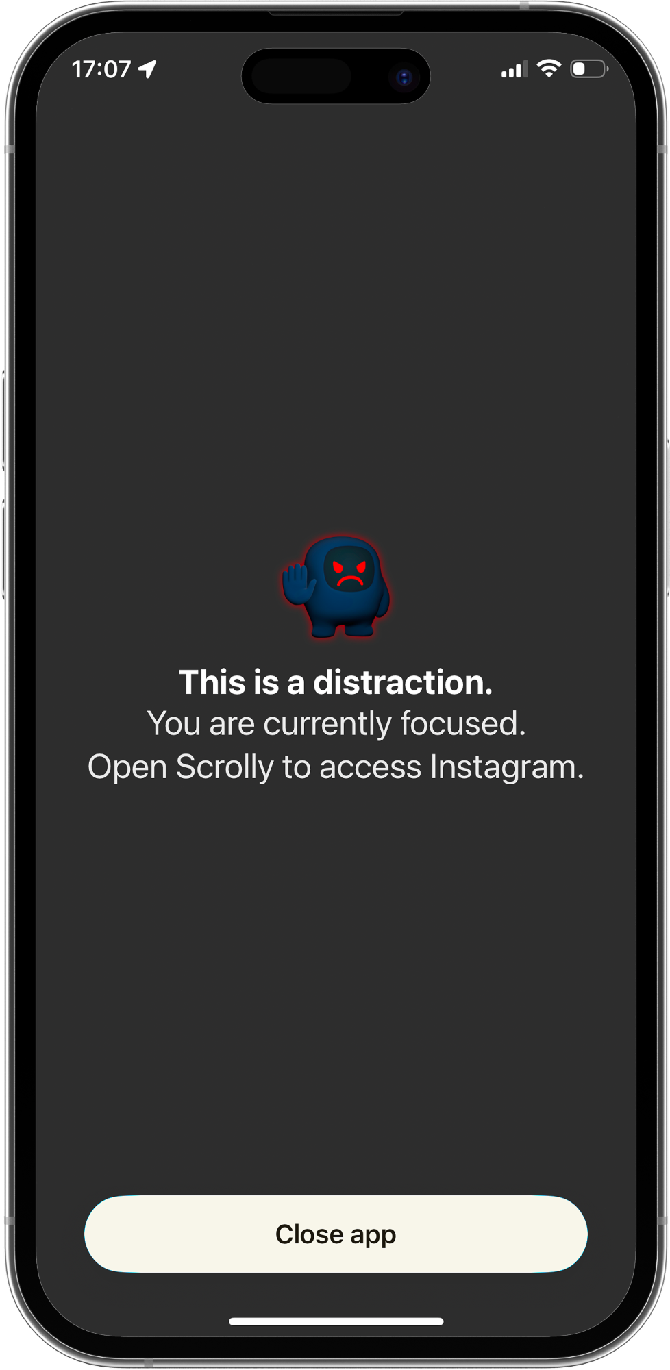 Scrolly blocking a distracting app