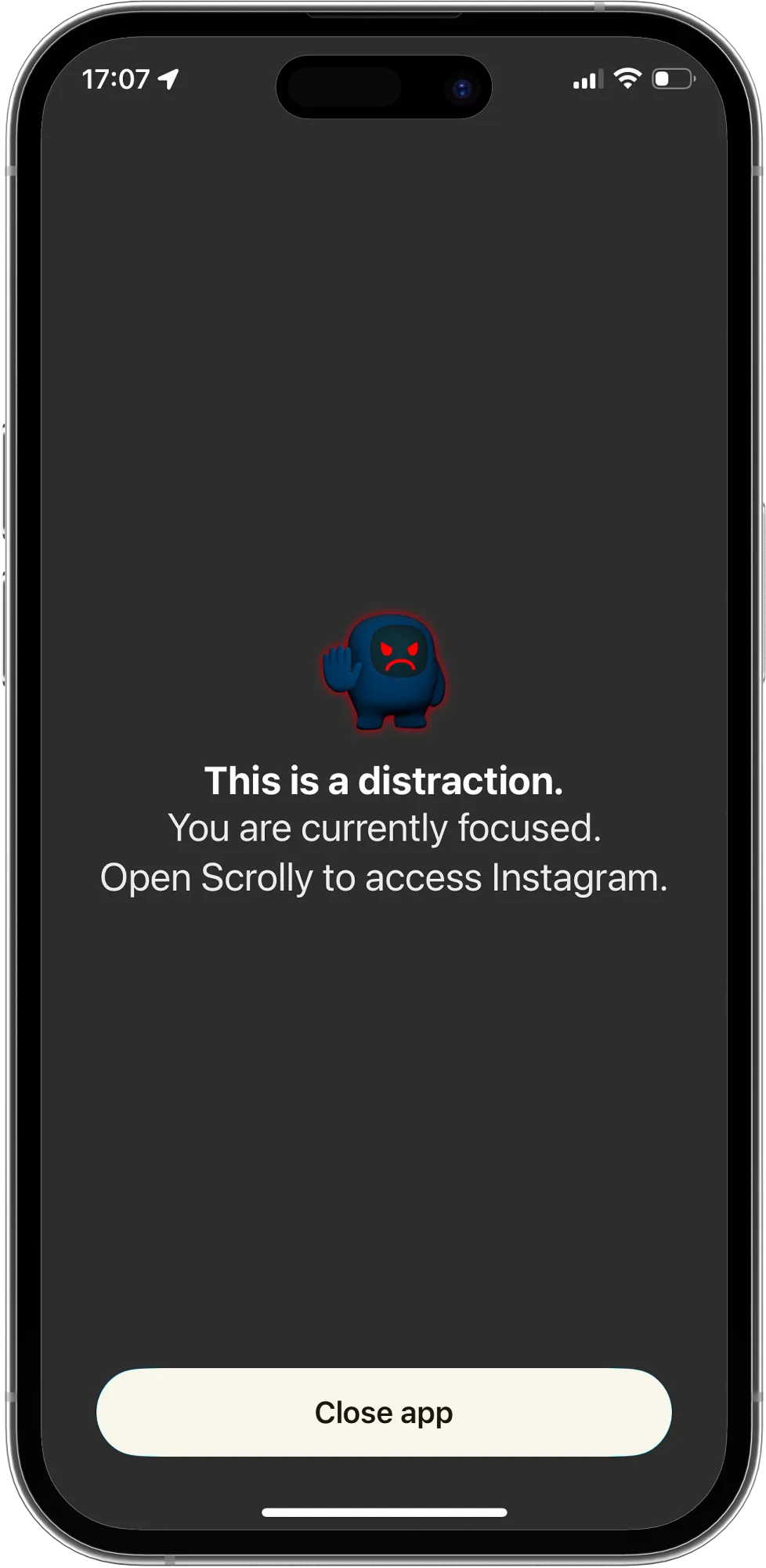 Scrolly blocking a distracting app